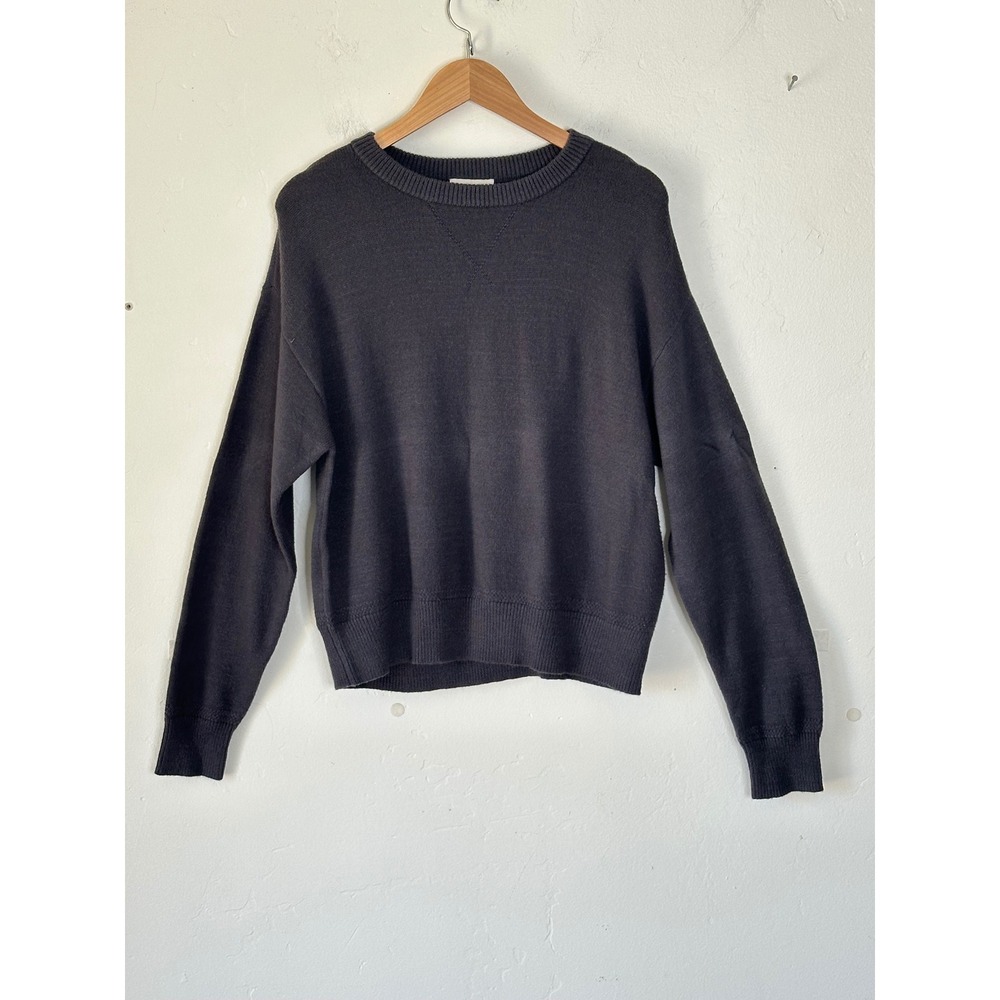LOFT Outlet Charcoal Gray Crew Neck Sweater Jersey Knit Size Large So Soft Cozy